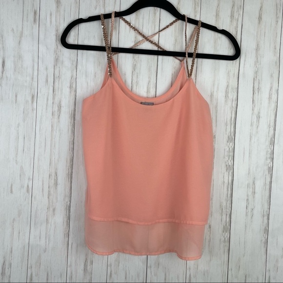 Charlotte Russe peach sequin strappy tank - Picture 1 of 6